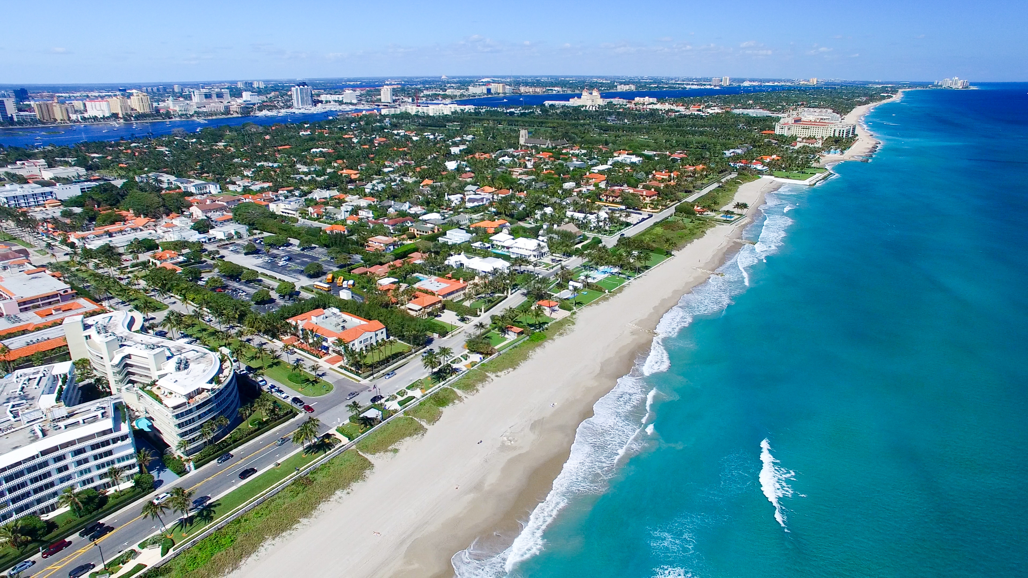 Aerial view of Palm Beach coastline