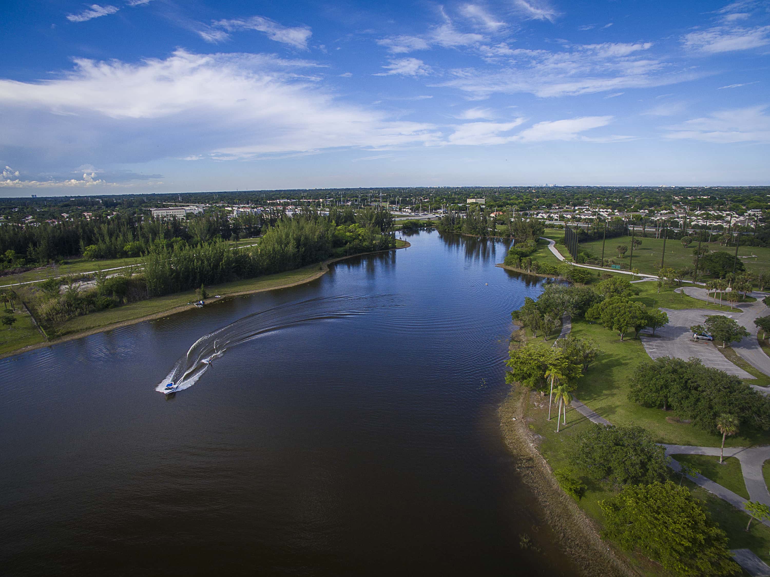 Aerial view of a lake in Pembroke Pines